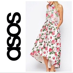 ASOS summer rose organza crop top midi dress